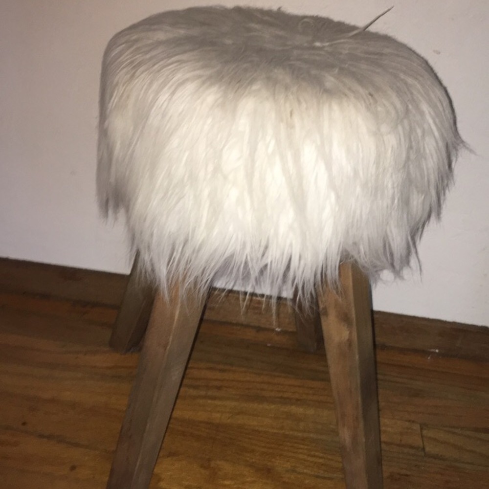 furry white vanity chair